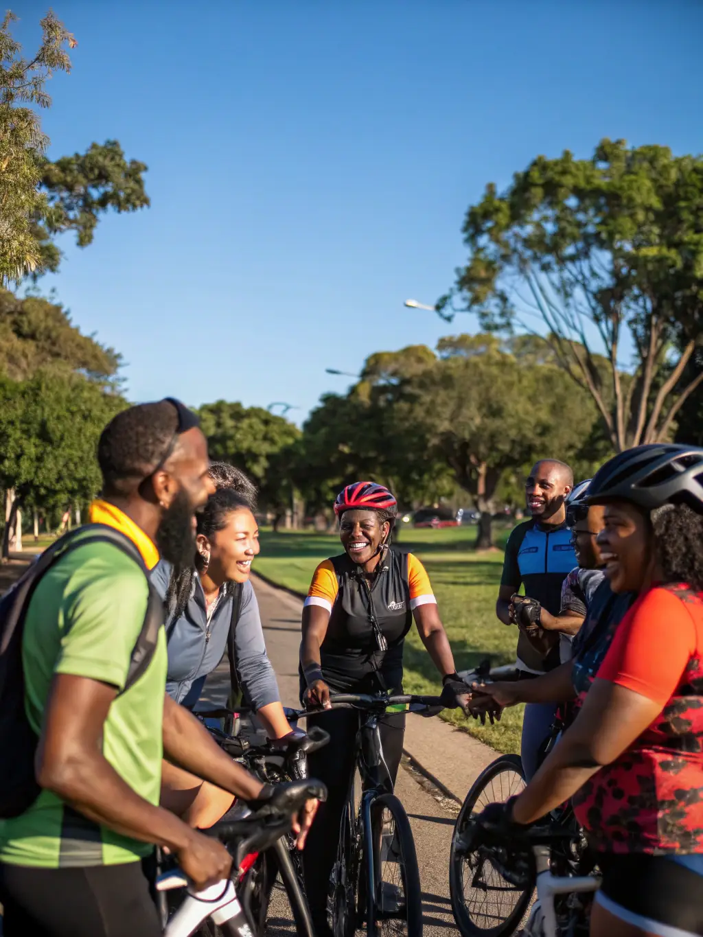A group of ROAD INDEPENDENT members gathered around their motorcycles before embarking on a scenic ride through the French countryside, showcasing the camaraderie and adventure.