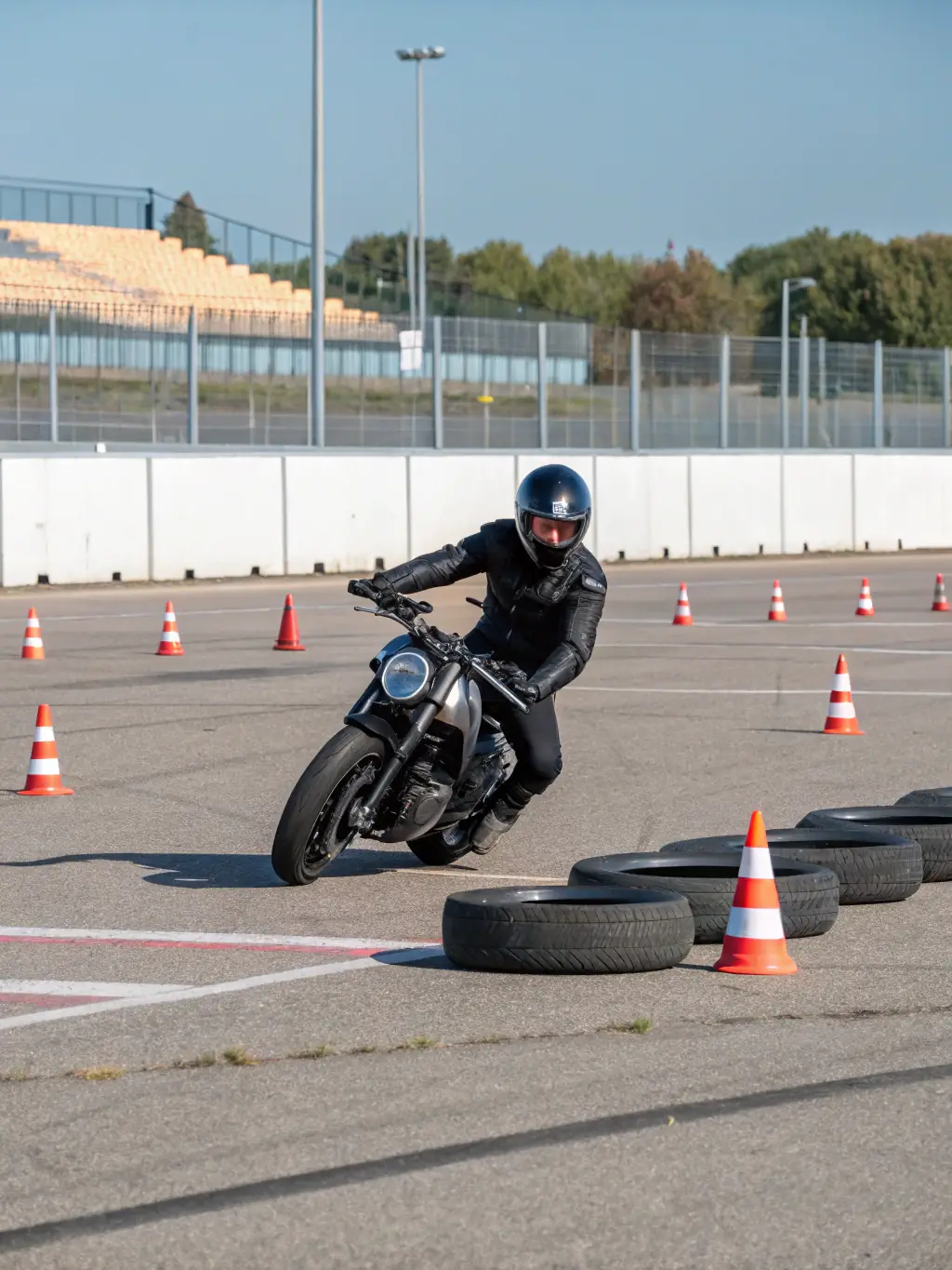 A workshop session where experienced riders are teaching safety techniques to new motorcyclists, emphasizing responsible riding practices.